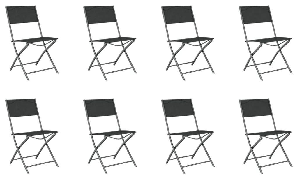 Set mobilier de gradina, 9 piese, gri si negru Lungime masa 180 cm, 9