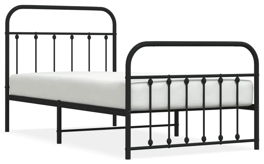352590 vidaXL Cadru pat metalic cu tăblii de cap/picioare, negru, 100x190 cm