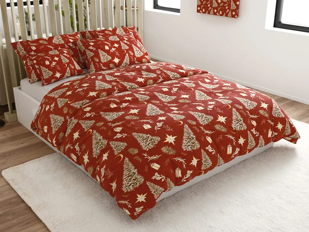 Lenjerie de pat din microfibra GOLD CHRISTMAS rosu Dimensiune lenjerie de pat: 2 buc 70 x 90 cm | 200 x 220 cm