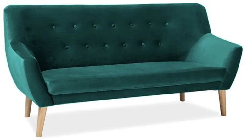 Canapea catifea, 3 locuri Culoare Verde inchis / Fag NORDIC 3 VELVET