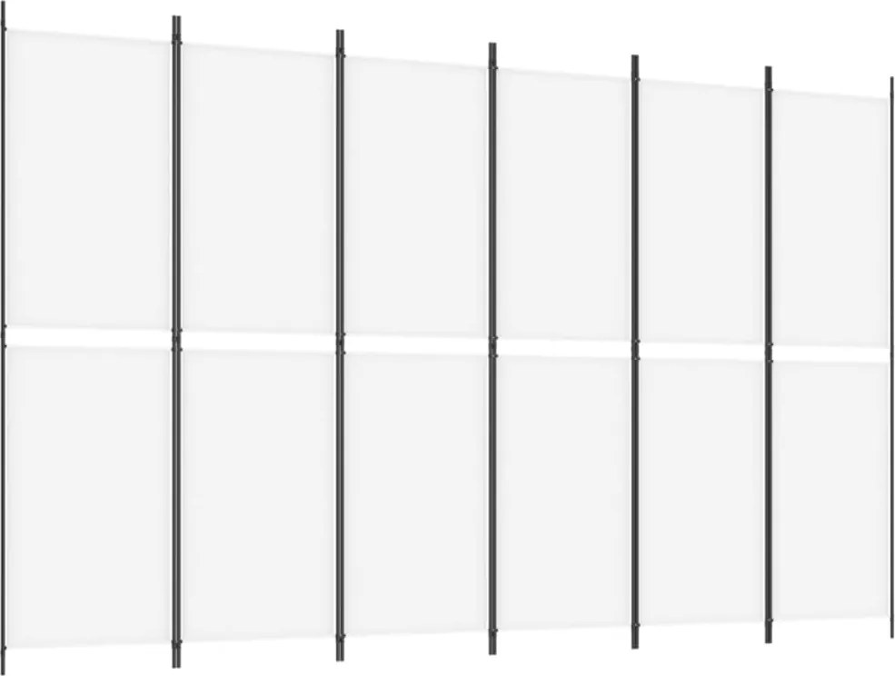 vidaXL Paravan de cameră cu 6 panouri, alb, 300x200 cm, textil