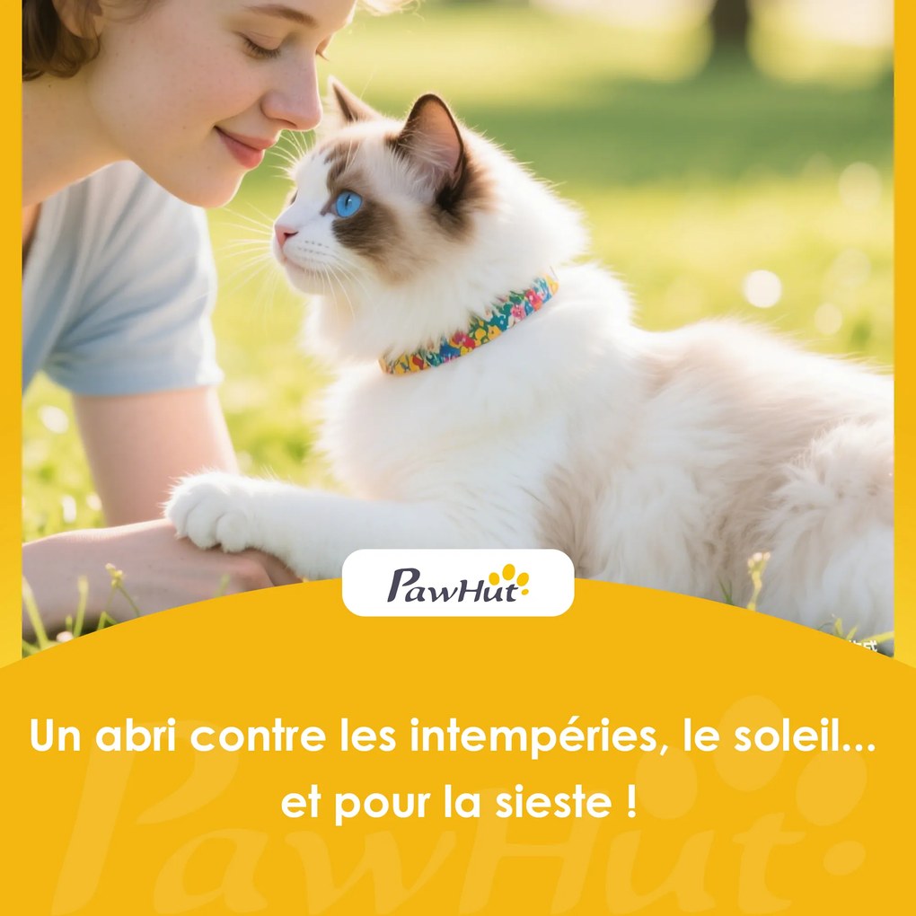 PawHut Casă pentru Pisici Exterioară cu Acoperiș Deschizabil, Fereastră Panoramică, Ușă cu Obloane și Platformă de Odihnă 101x72,5x81cm Gri | Aosom Romania