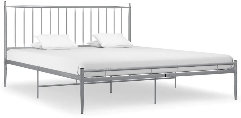 Cadru de pat, gri, 200x200 cm, metal Gri, 200 x 200 cm