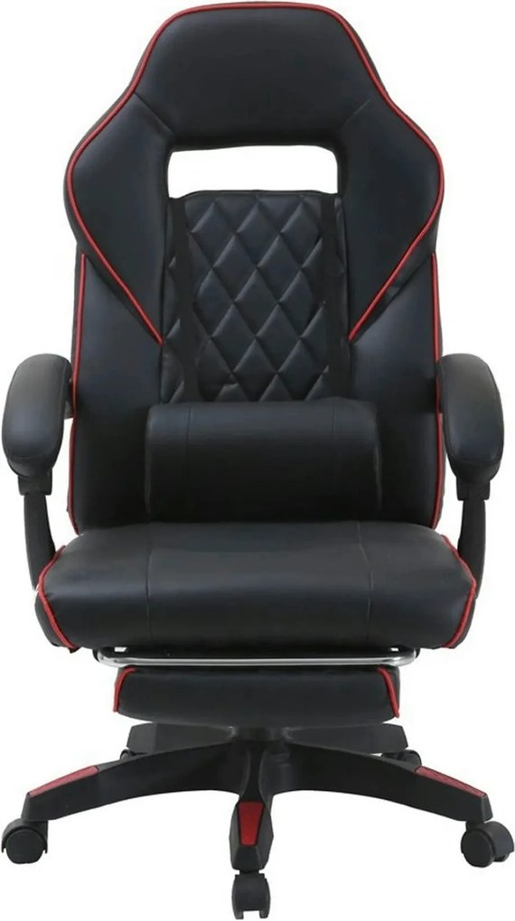 Scaun gaming RIKU, negru, piele ecologica, 71x64x112/122 cm