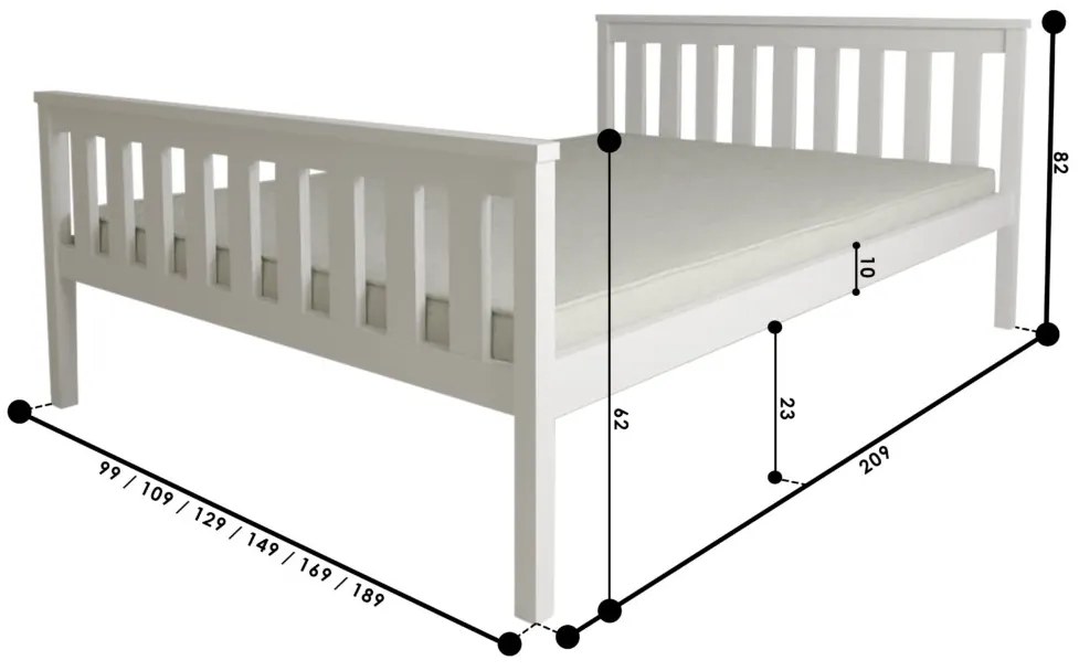 Pat KALEA 120 x 200 cm, pin Saltele: Cu saltele Coco Maxi 20 cm, Lamele de pat: Cu lamele drepte