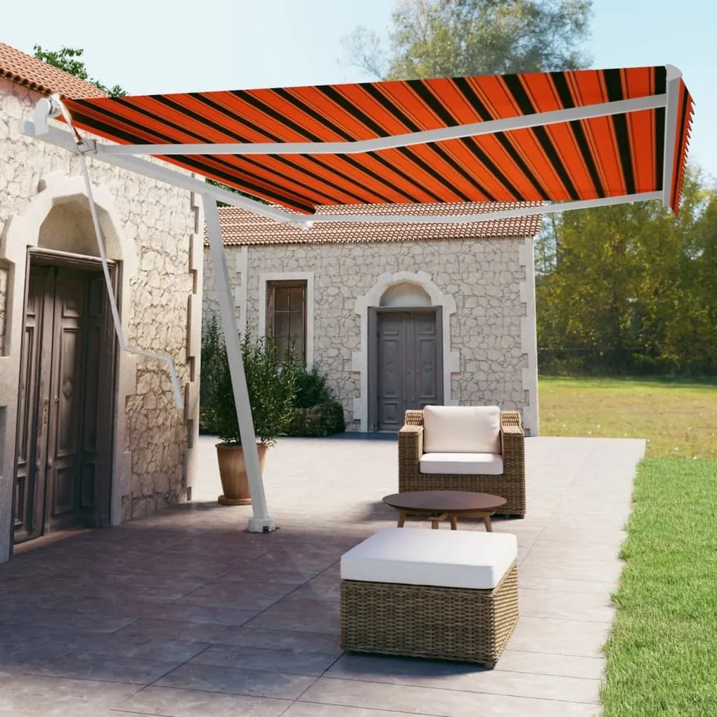 vidaXL Copertină autonomă retractabilă automat oranj&amp;maro 450x350 cm
