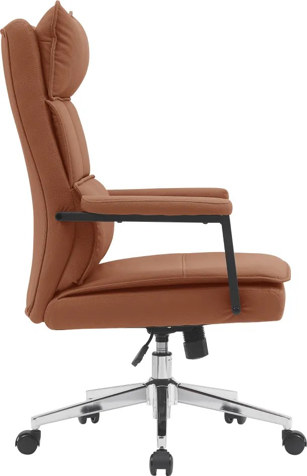 Scaun de birou, piele ecologică maro camel/crom, KAHIL