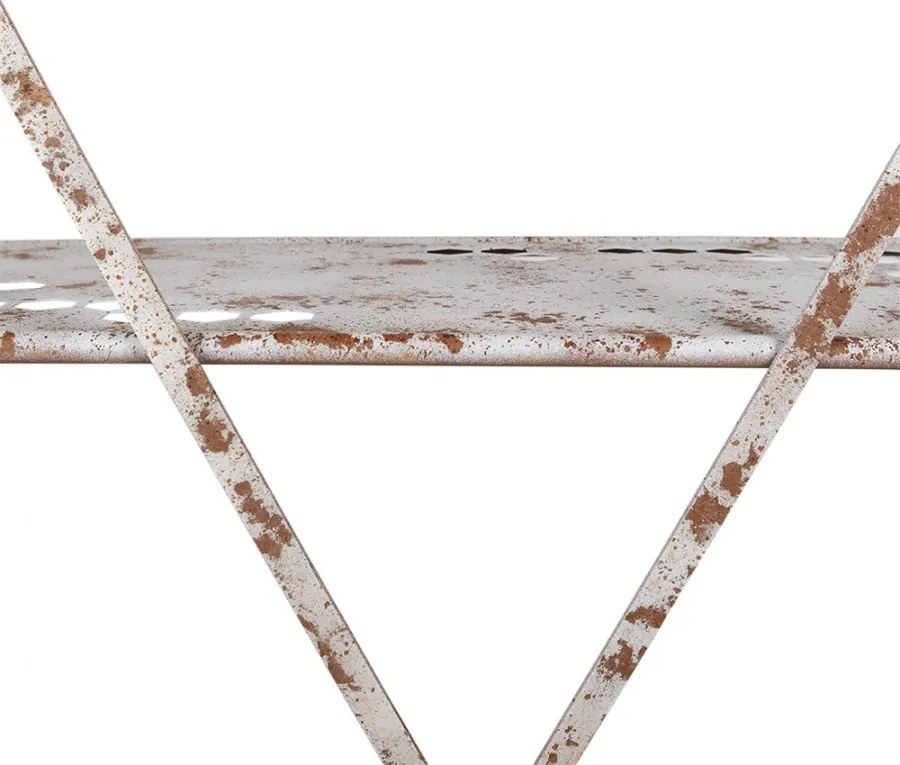 Etajera de gradina cu rafturi, alb, din metal, aspect vintage, Abeille