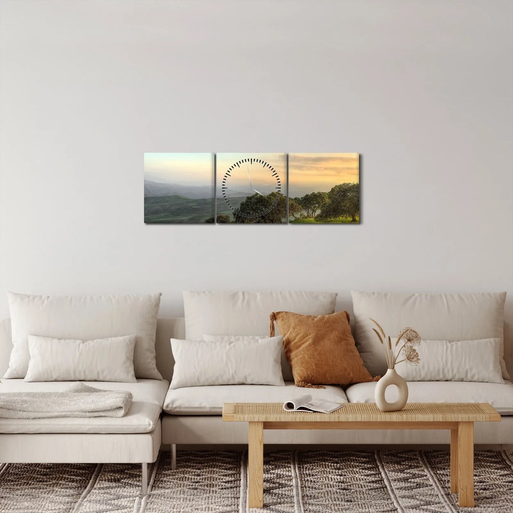 Tablou - Privire de pe deal (cu ceas) (90x30 cm)