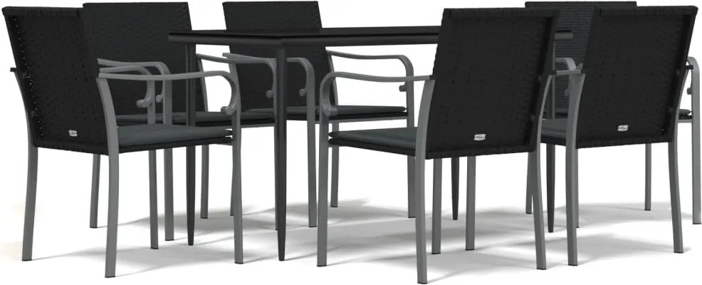 vidaXL Set mobilier de grădină cu perne, 7 piese, poliratan și oțel