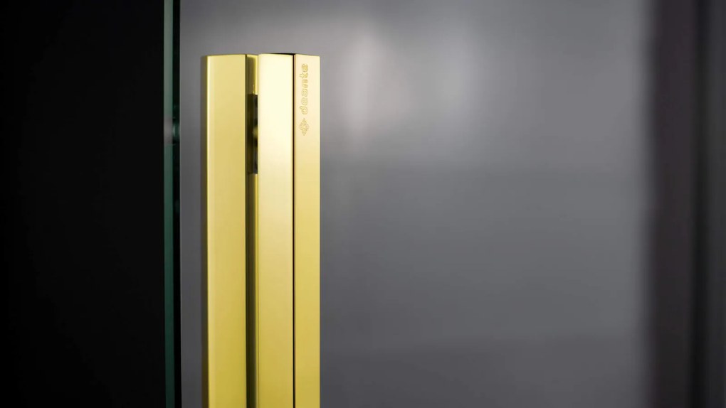 Paravan dus sticla auriu lucios securizata walk-in cu usa glisanta, 140x195 cm, Deante Prizma Auriu lucios, 1400x1950 mm
