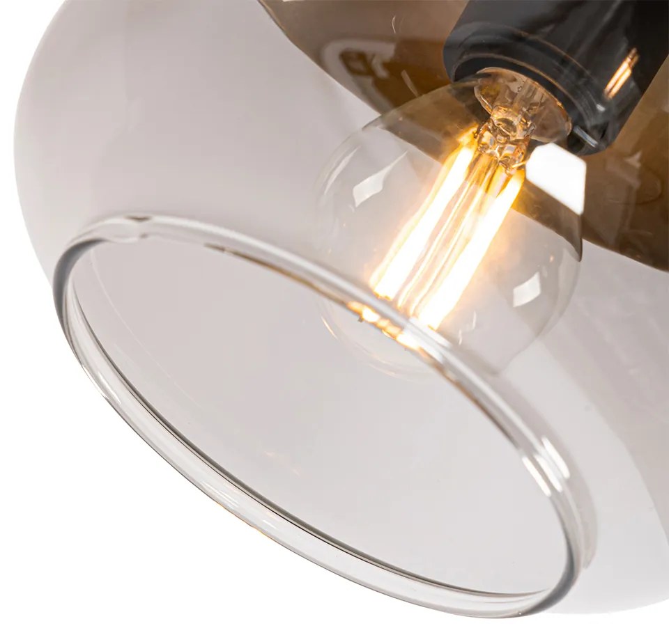 Spotlight de design negru cu auriu și sticlă fumurie 3 lumini rotund - Kyan