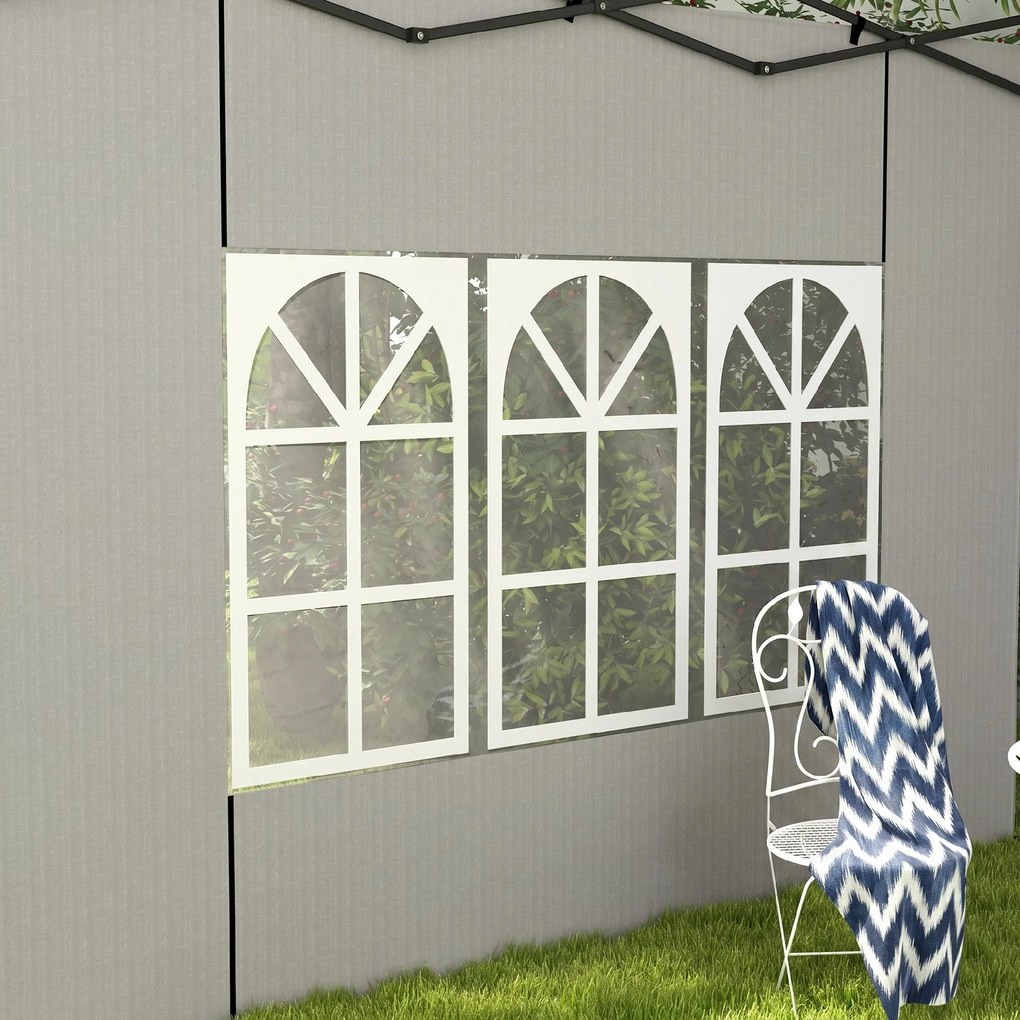 Outsunny Set 2 Pereți Laterali pentru Chioșcuri, Foi Foișor cu Ferestre din PE și Plastic, 3x3 m sau 3x6 m, Alb | Aosom Romania