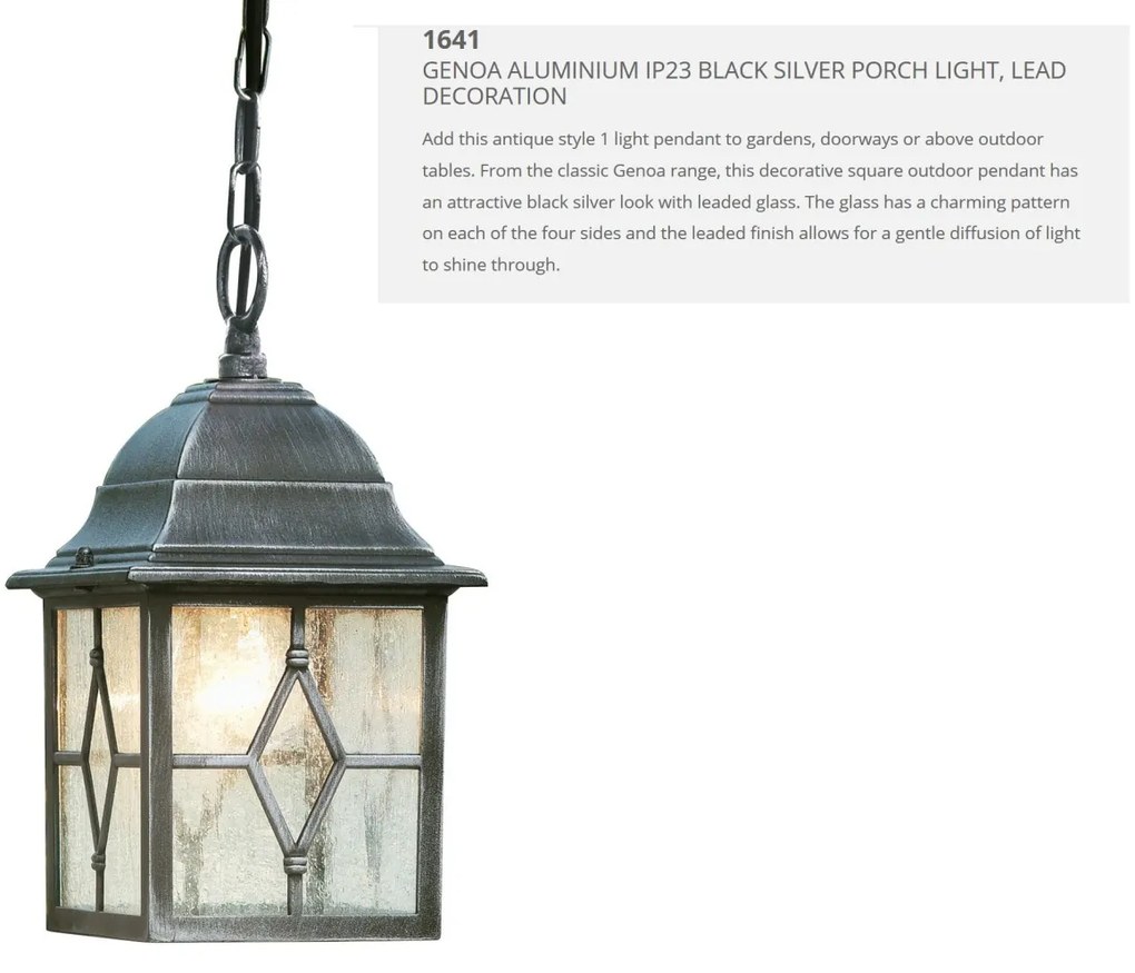 Lustra / Pendul de exterior stil traditional IP23 Genoa 1641 SRT