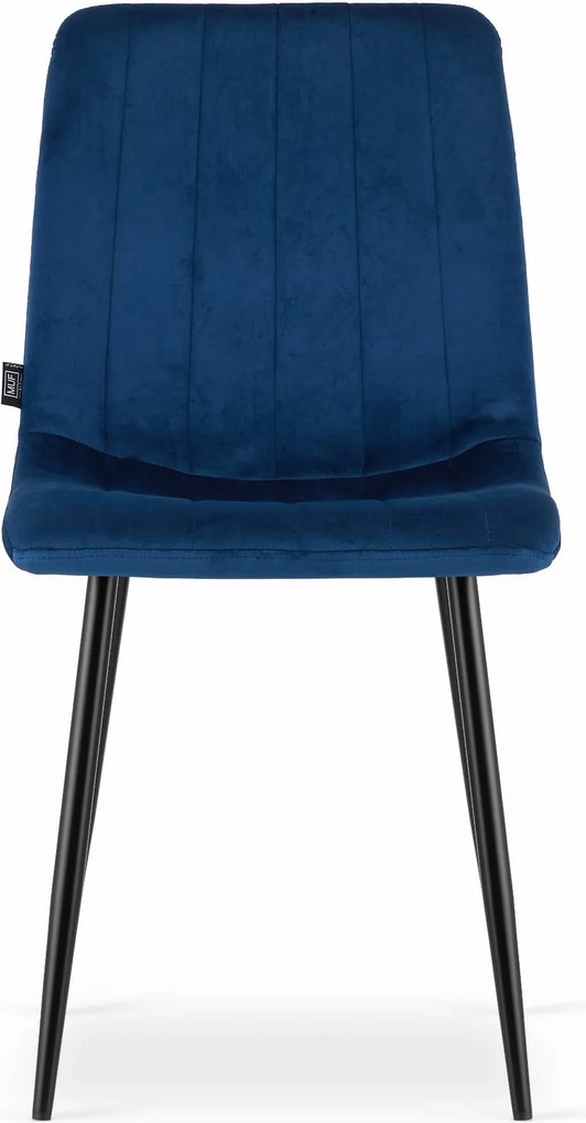 OFERTA Scaun de catifea albastra LAVA cu picioare negre II. calitate