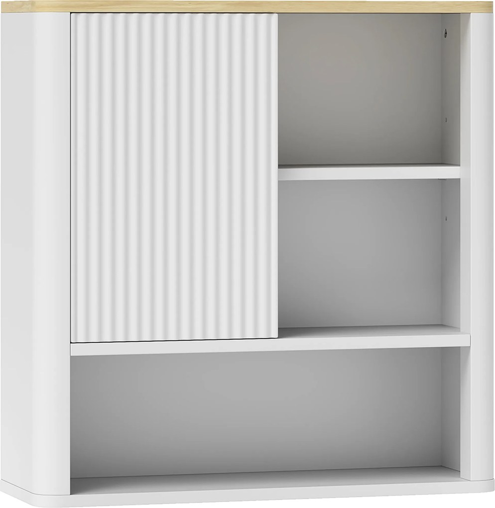 HOMCOM Dulap de baie de perete cu ușă culisantă 5 compartimente și polițe reglabile 60x20x62 cm Alb | Aosom Romania