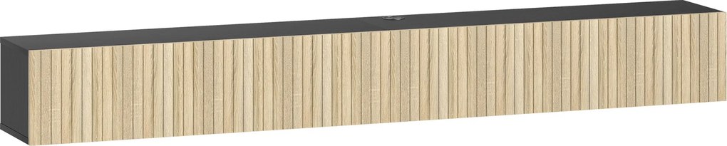 HOMCOM Comodă TV suspendată 140 cm, mobilier TV pentru televizoare 182,88 cm, 2 uși rabatabile, 140x25x22cm, lemn natural și negru | Aosom Romania