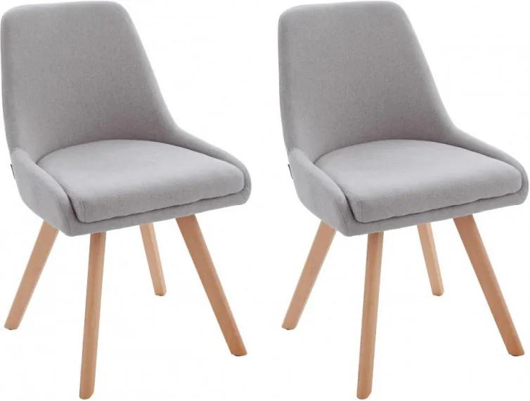 Set de 2 scaune Rudi, tesatura/lemn masiv de stejar, gri deschis/maro, 50 x 58 x 82 cm