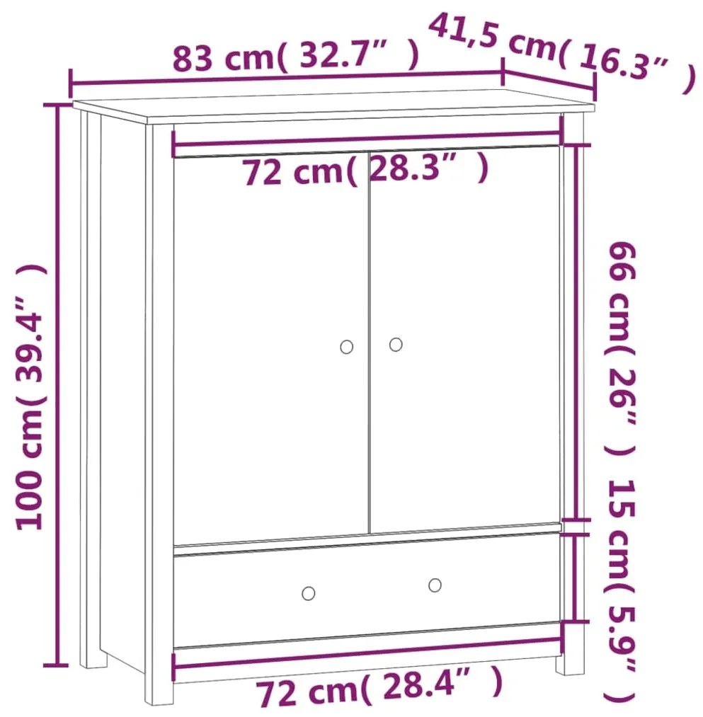 Servanta, negru, 83x41,5x100 cm, lemn masiv de pin 1, Negru