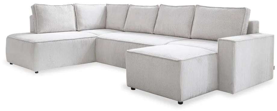 Colțar alb extensibil cu tapițerie din catifea reiată (cu colț pe partea stângă /în formă de "U") Brave Dave – Miuform