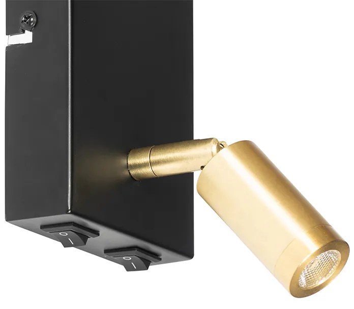 Aplică modernă neagră și aurie cu lampă de citit - Renier