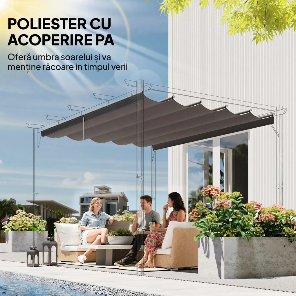 Outsunny Tettuccio di Ricambio per Gazebo 3x3 m con 10 Fori di Drenaggio Grigio | Aosom Romania