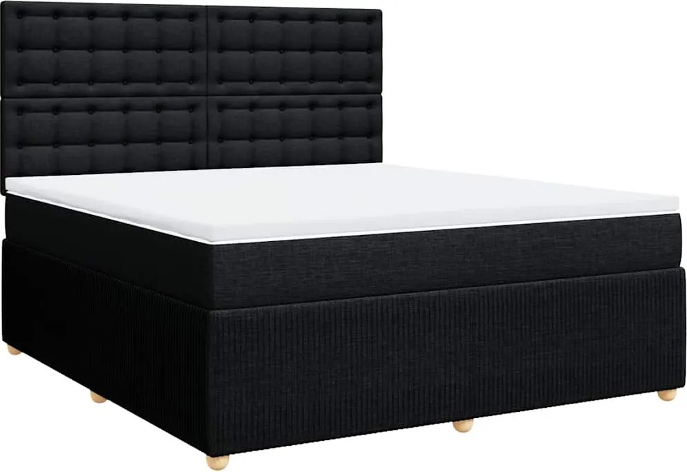 vidaXL Pat box spring cu saltea, negru, 180x200 cm, catifea