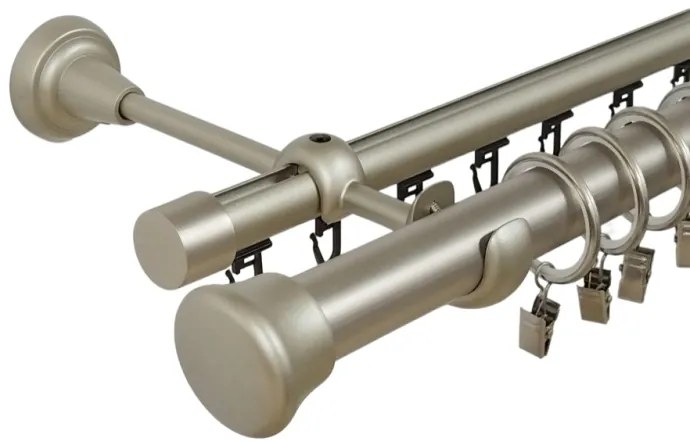 Galerie dubla fulda , teava neteda si profil,grosime 25 si 19mm, crom mat (Alege marime: 200 cm)