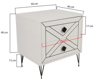Noptieră LUNA 50x55 cm albă