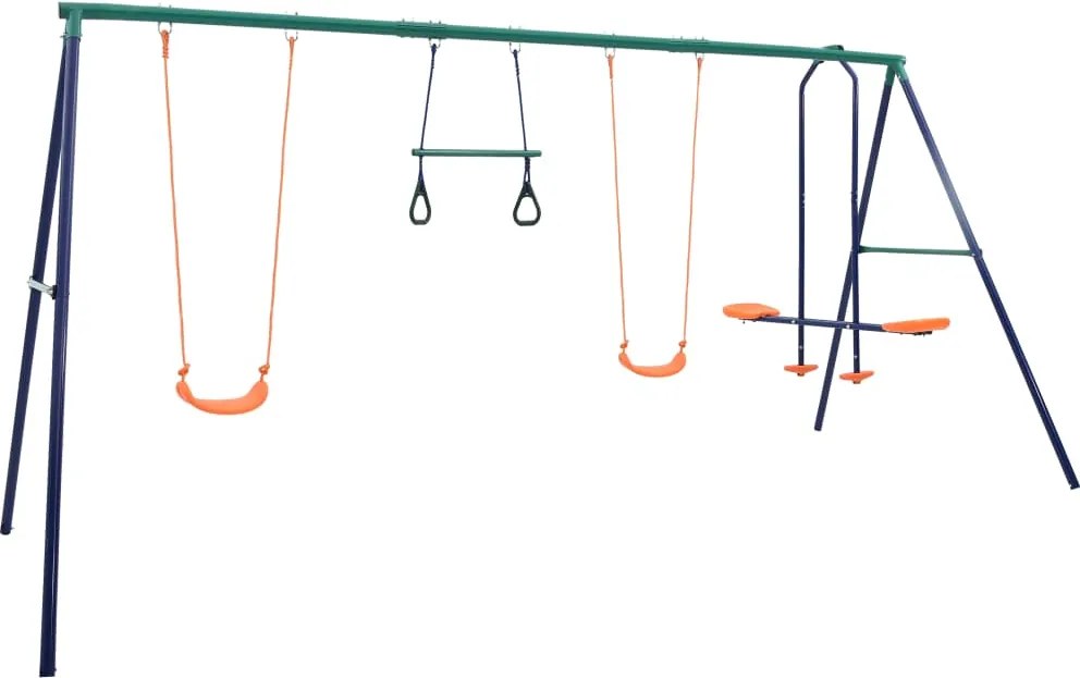 vidaXL Set de leagăne cu inele de gimnastică și 4 locuri, oțel