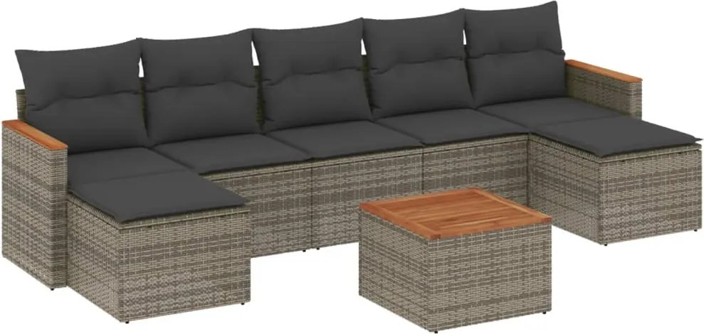 vidaXL Set canapele de grădină cu perne, 8 piese, gri, poliratan