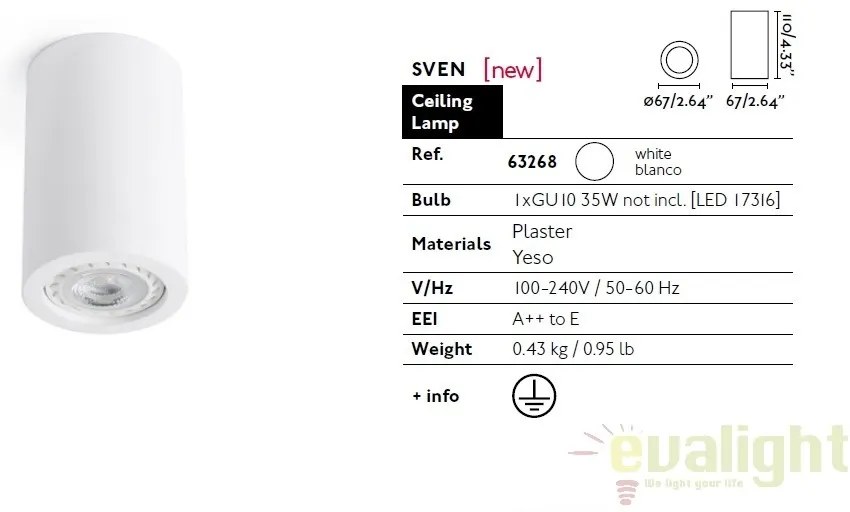 PLAFONIERA design modern SVEN rotunda 63268