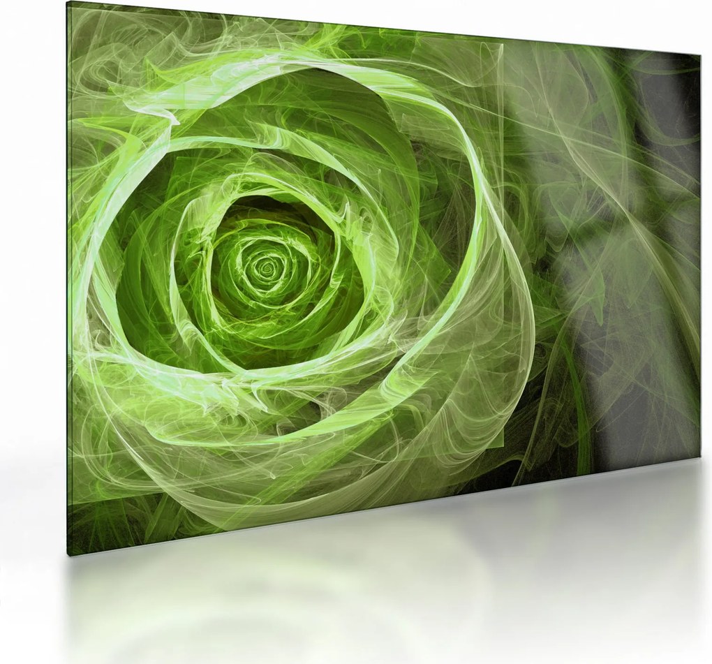 Tablou pe sticlă - Abstract Rose Green (70x50 cm)