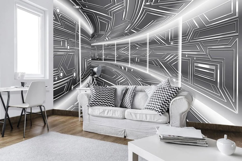 Fototapet - Coridor gri (254x184 cm)