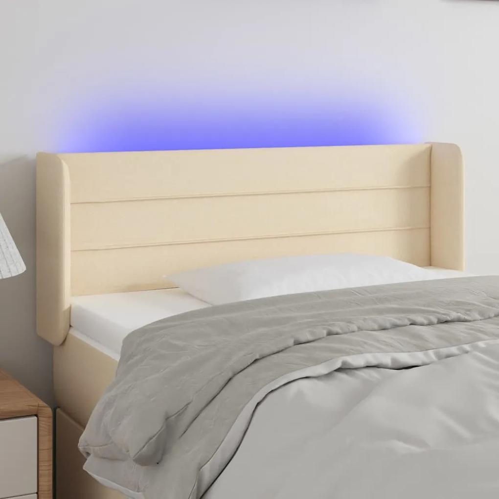 3123355 vidaXL Tăblie de pat cu LED, crem, 83x16x78/88 cm, textil
