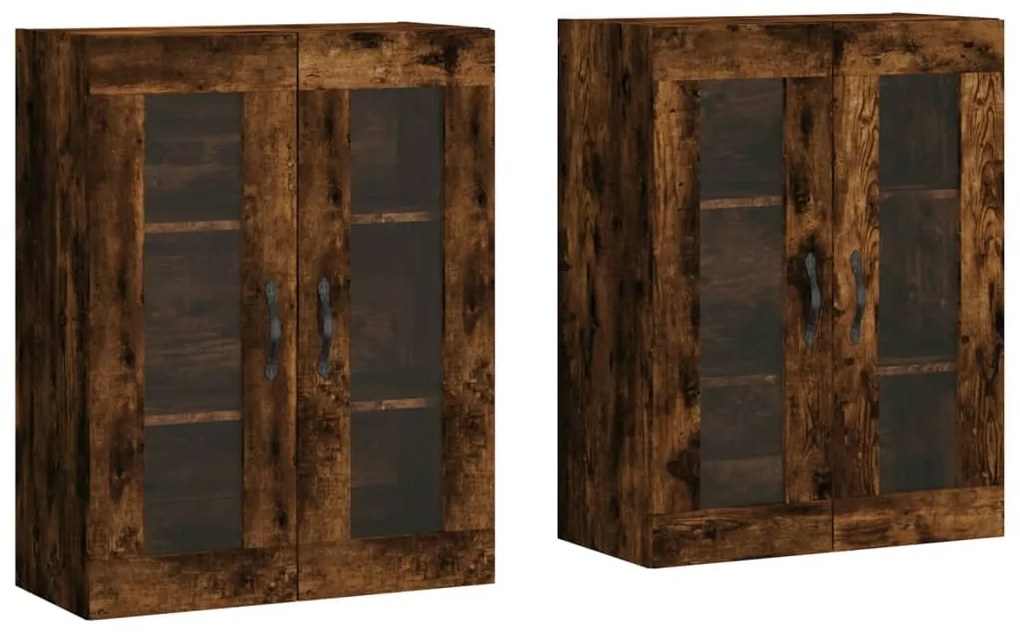 vidaXL Dulapuri de perete, 2 buc., stejar afumat, lemn prelucrat
