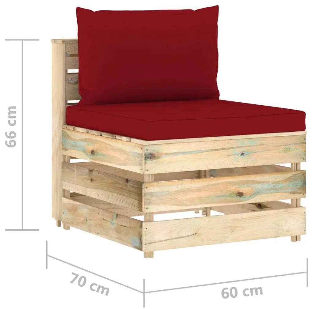 Canapea de mijloc modulara cu perne, lemn verde tratat 1, Vinsko rde  a in rjava, canapea de mijloc