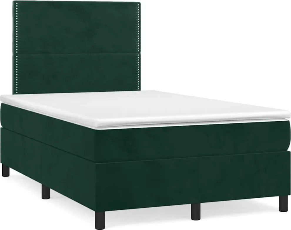 vidaXL Pat box spring cu saltea, verde închis, 120x200 cm, catifea