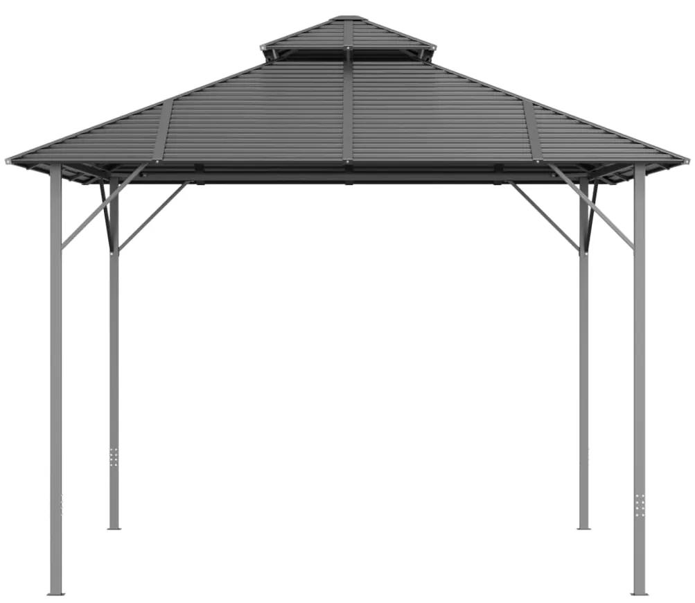 Pavilion cu acoperis dublu, antracit, 3x3 m 3 x 3 m, Fara perete lateral