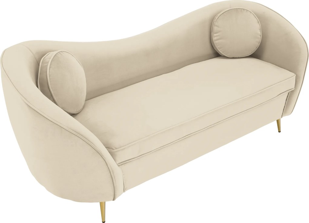 Canapea cu 3 locuri de design, ţesătură Velvet bejgold crom auriu, EZIO TYP 3