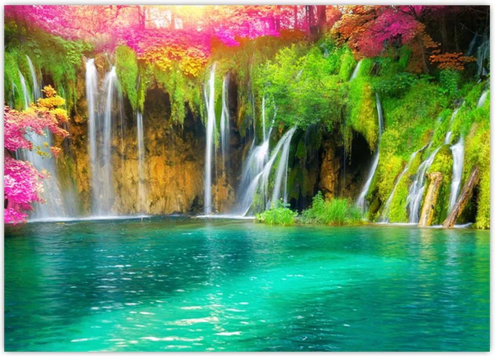 Tablou - Cascada, Lacurile Plitvice, Croația (70x50 cm)