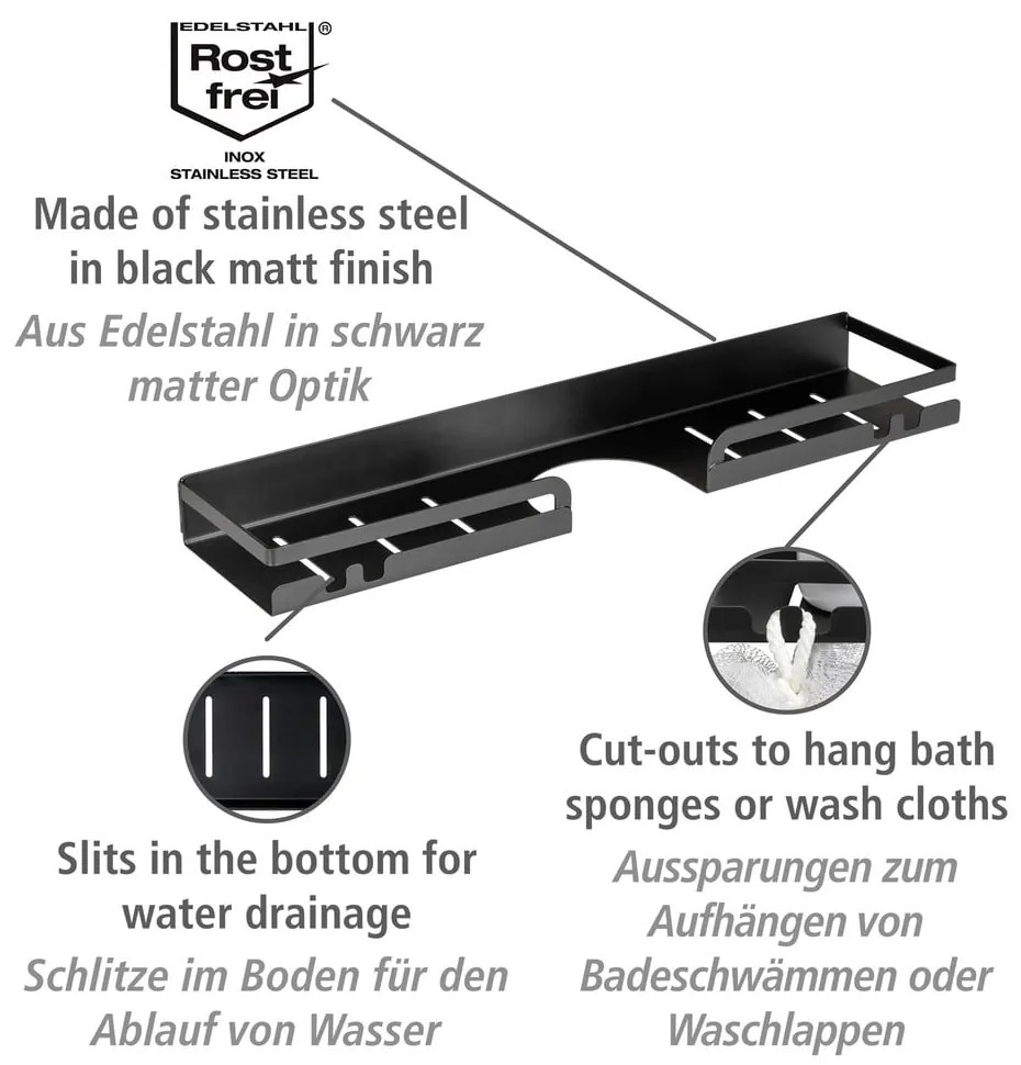 Raft pentru baie negru autoadeziv din oțel inoxidabil Altarella – Wenko