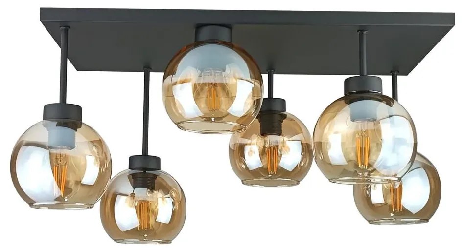 Lustră aplicată NESSA 6xE27/60W/230V negru/bej fumuriu