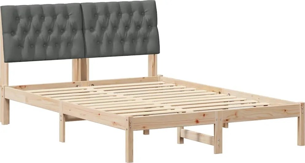 vidaXL Cadru de pat cu tăblie tapițată cu headboard Maro 150 x 200 cm