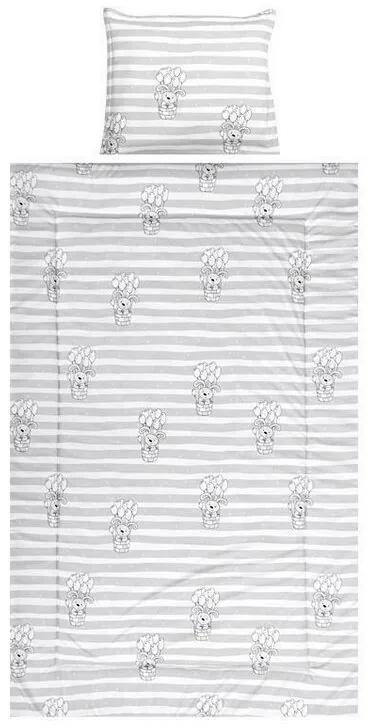 Lorelli - Lenjerie 3 piese Cosy , Striped, din Bumbac, 150x100 cm, Gri