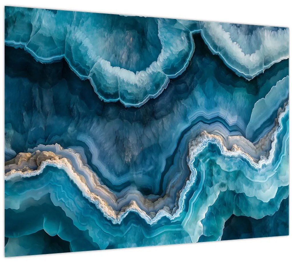 Tablou pe sticlă - Detaliu de acvamarin (70x50 cm)