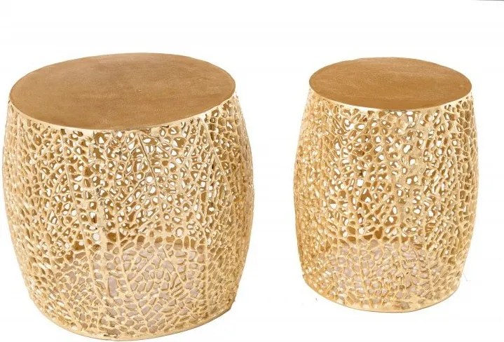 Set de 2 masute cu aspect deosebit Leaf auriu