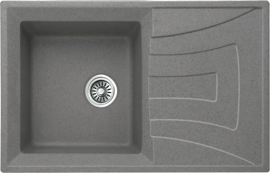 Chiuveta compozit Inter Ceramic finisaj granit gri 78x50 cm cu picurator