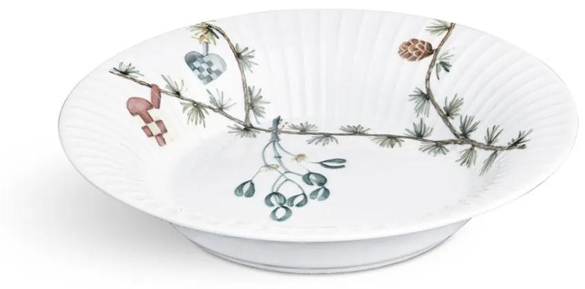 Farfurie din porțelan pentru supă, cu motiv Crăciun Kähler Design Hammershoi, ⌀ 21 cm, alb