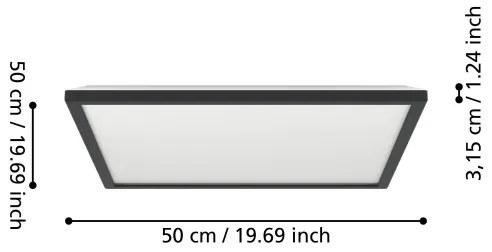 Plafonieră LED de exterior Eglo 901444 ROVITO 17W/230V 50x50 cm IP44 negru